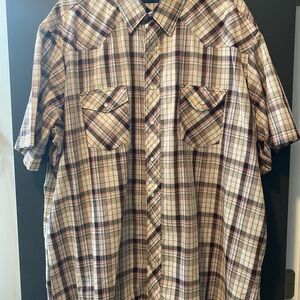 Men's Wrangler Plaid pearl snap Short Sleeve Shirt